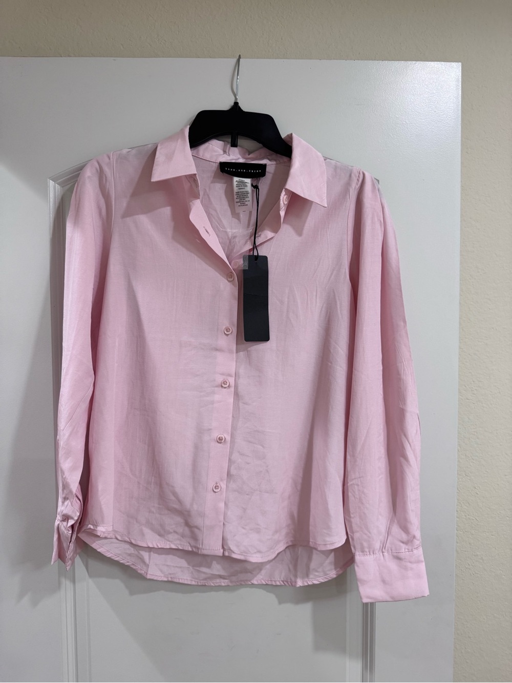 Light Pink Women's Button-Down Shirt - Relaxed Collared Shirt